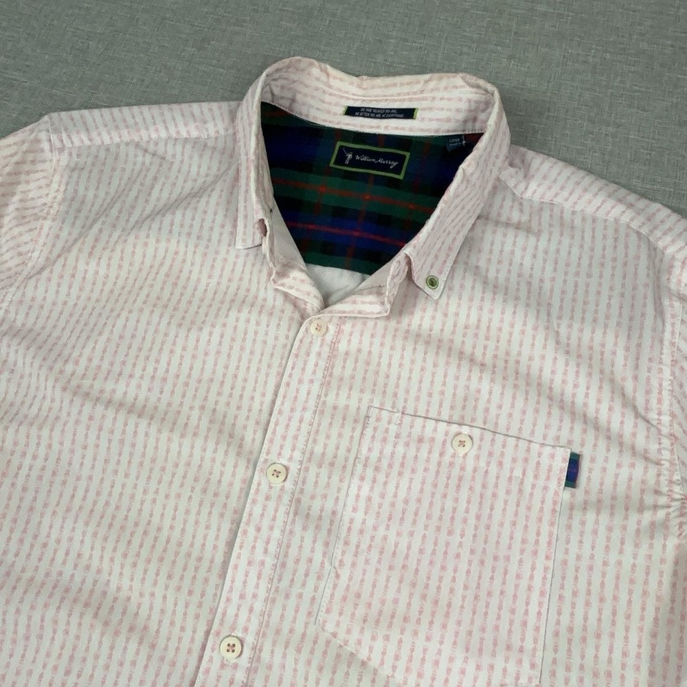 William Murray Murray Classic Shirt Mens Large Pink Golf Tee Print Button Down